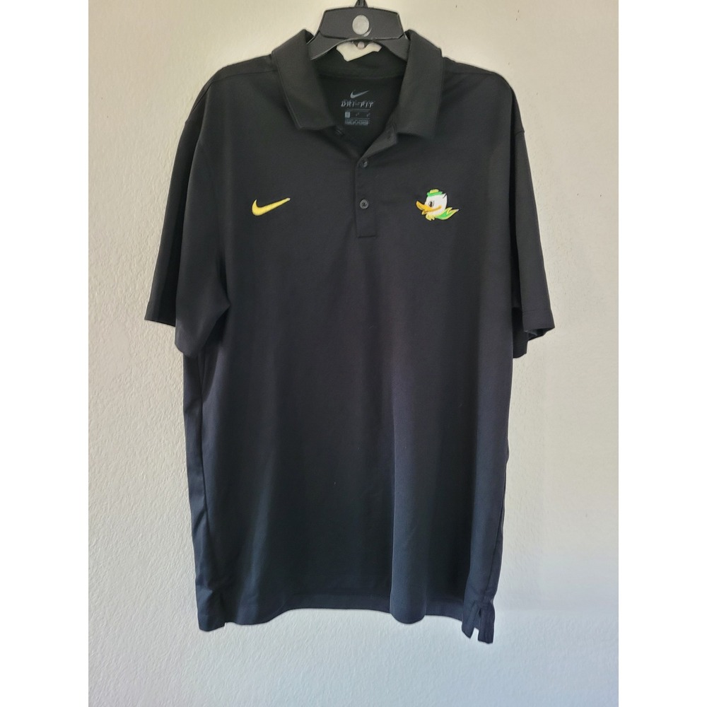 Nike Oregon Ducks Dri-FIT Polo Shirt Mens Large Black Emrboidered #9